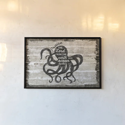 Driftwood Coast Scripture IV by Sue Schlabach. shown as a paper print in a black flame. Available as a archival giclee rolled canvas, fine art paper, or poster print. SKU 48735i.