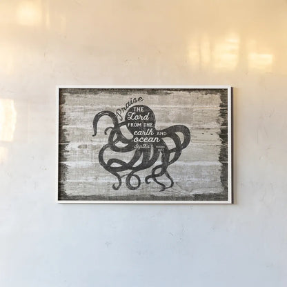 Driftwood Coast Scripture IV by Sue Schlabach. shown as a paper print in a white frame. Available as a archival giclee rolled canvas, fine art paper, or poster print. SKU 48735i.