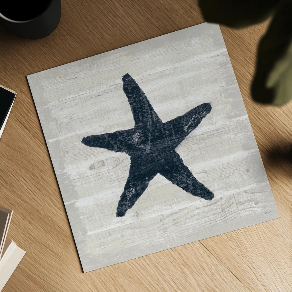 Driftwood Coast V Blue by Sue Schlabach. Shown as a detailed flat fine art print, highlighting archival giclee quality. Available as an archival giclee rolled canvas, fine art paper, or poster print. SKU 62602a.