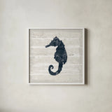 Driftwood Coast VI Blue by Sue Schlabach. Shown in a crisp white glass frame for a clean and minimalist style. Available as an archival giclee rolled canvas, fine art paper, or poster print. SKU 62603a.