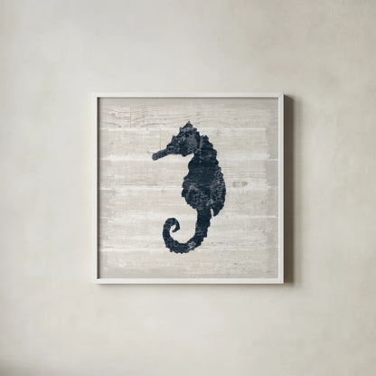 Driftwood Coast VI Blue by Sue Schlabach. Shown in a crisp white glass frame for a clean and minimalist style. Available as an archival giclee rolled canvas, fine art paper, or poster print. SKU 62603a.