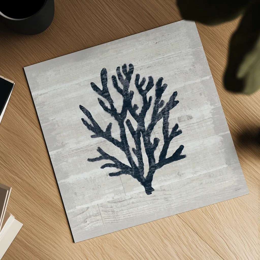 Driftwood Coast VII Blue by Sue Schlabach. Shown as a detailed flat fine art print, highlighting archival giclee quality. Available as an archival giclee rolled canvas, fine art paper, or poster print. SKU 62604a.