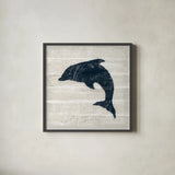 Driftwood Coast VIII Blue by Sue Schlabach. Shown in a sleek black glass frame for a contemporary gallery look. Available as an archival giclee rolled canvas, fine art paper, or poster print. SKU 62605a.