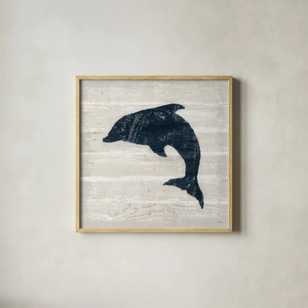 Driftwood Coast VIII Blue by Sue Schlabach. Shown in a natural wood glass frame for a timeless modern aesthetic. Available as an archival giclee rolled canvas, fine art paper, or poster print. SKU 62605a.