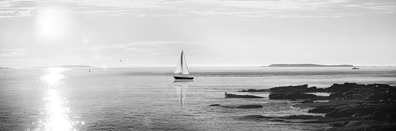 Evening Sail Black and White Crop by Sue Schlabach