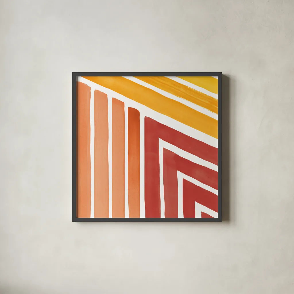 Fall Skatepark II by Sue Schlabach. Shown in a sleek black glass frame for a contemporary gallery look. Available as an archival giclee rolled canvas, fine art paper, or poster print. SKU 70428a.