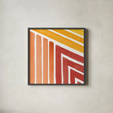 Fall Skatepark II by Sue Schlabach. Shown in a sleek black glass frame for a contemporary gallery look. Available as an archival giclee rolled canvas, fine art paper, or poster print. SKU 70428a.