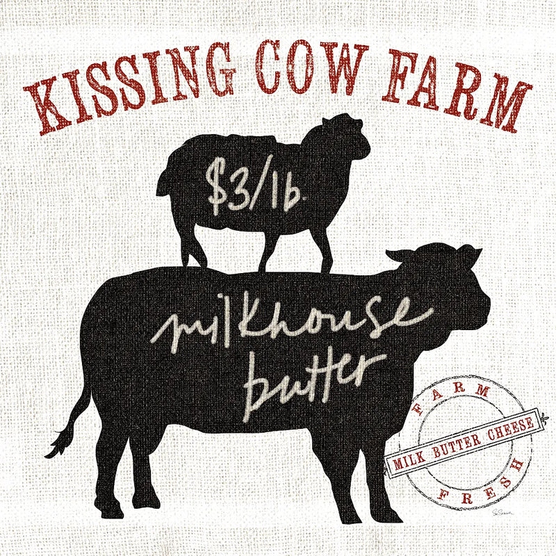 Farm Linen Cow Black by Sue Schlabach. SKU 25093a. Archival Giclee Fine art print for wall decor.