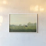 Farm Morning I by Sue Schlabach. shown as a paper print in a white frame. Available as a archival giclee rolled canvas, fine art paper, or poster print. SKU 27056i.