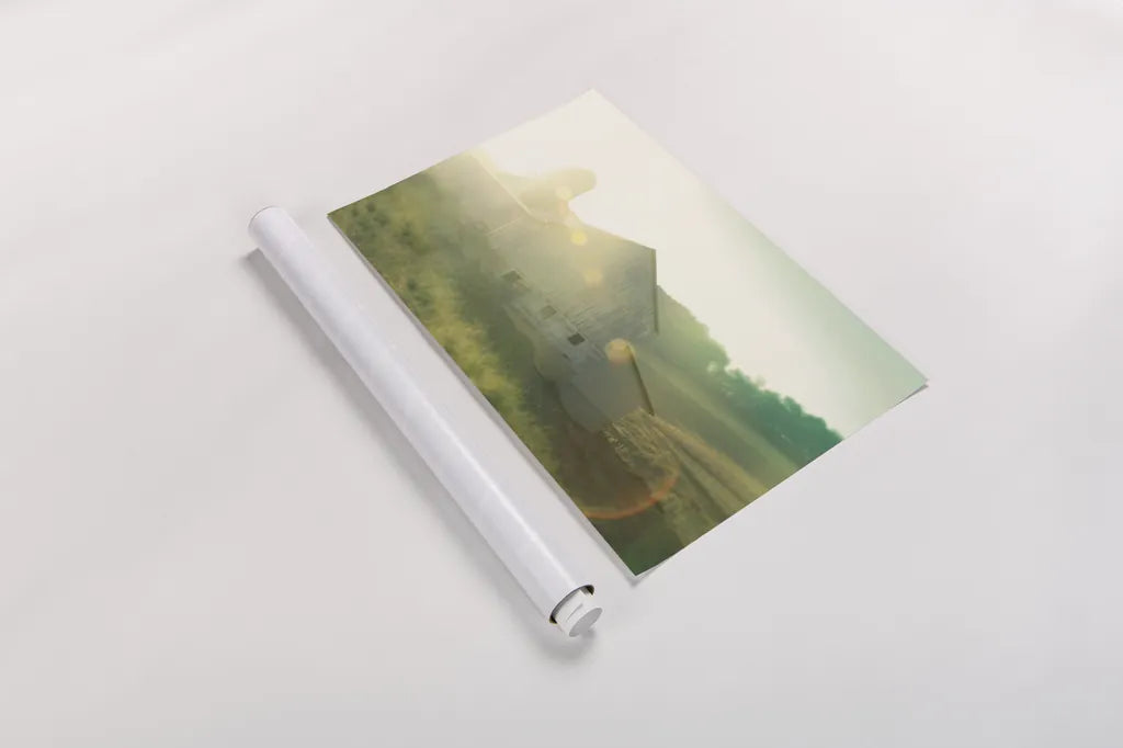 Farm Morning II by Sue Schlabach. shown as a rolled paper print. Available as archival giclee rolled canvas, fine art paper, or poster print. SKU 27057i.