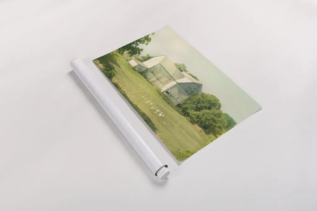 Farm Morning III by Sue Schlabach. shown as a rolled paper print. Available as archival giclee rolled canvas, fine art paper, or poster print. SKU 27058i.