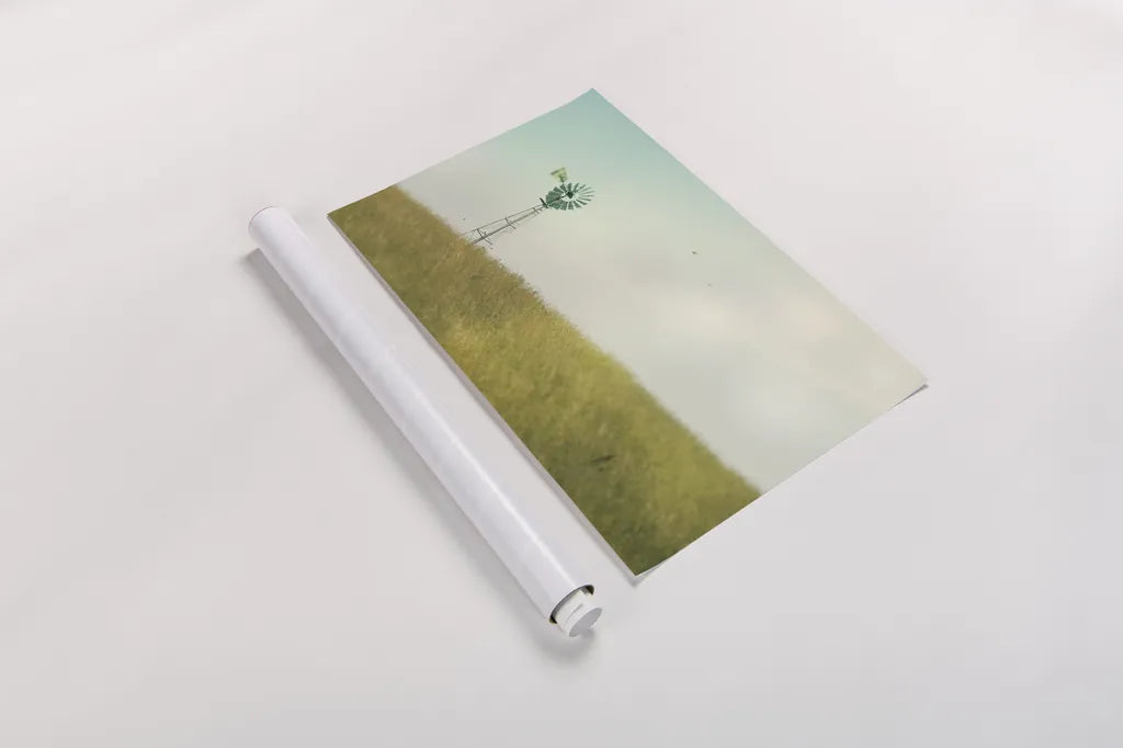 Farm Morning IV by Sue Schlabach. shown as a rolled paper print. Available as archival giclee rolled canvas, fine art paper, or poster print. SKU 27059i.