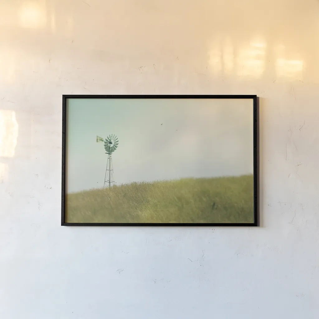 Farm Morning IV by Sue Schlabach. shown as a paper print in a black flame. Available as a archival giclee rolled canvas, fine art paper, or poster print. SKU 27059i.