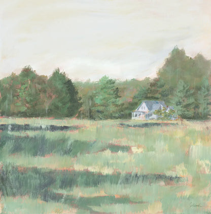 Farmhouse Across the Meadow Pastel by Sue Schlabach. SKU 88117a. Archival Giclee Fine art print for wall decor.