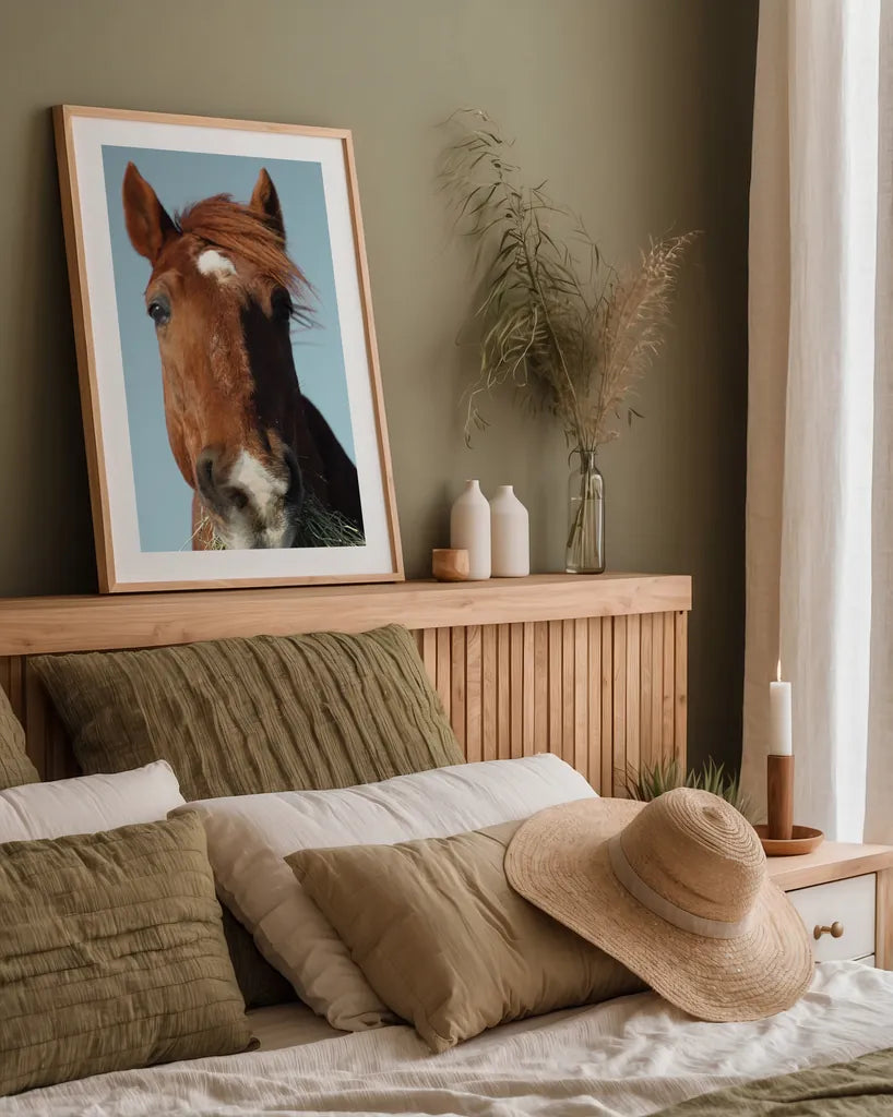 Feeding Time by Sue Schlabach. shown as a paper print in a natural frame. Available as a archival giclee rolled canvas, fine art paper, or poster print. SKU 58270h.