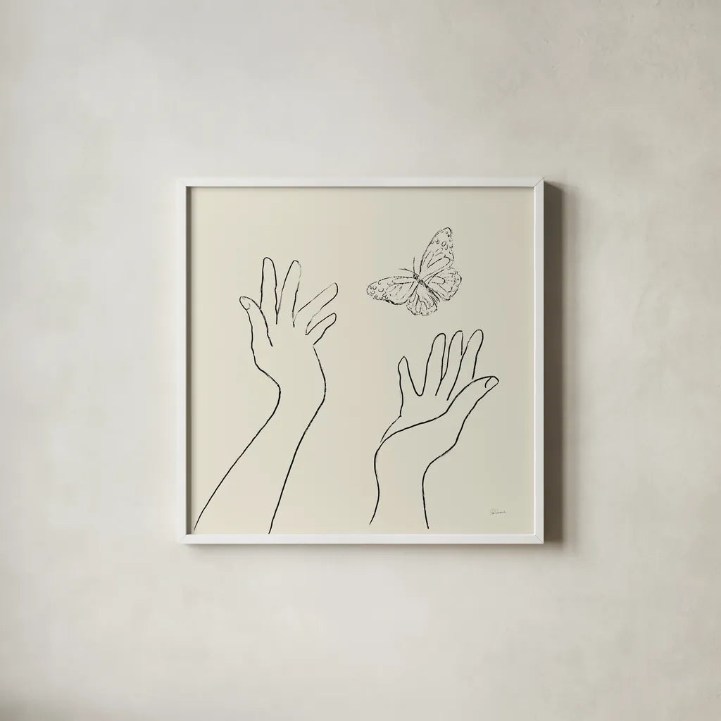 Feeling Free by Sue Schlabach. Shown in a crisp white glass frame for a clean and minimalist style. Available as an archival giclee rolled canvas, fine art paper, or poster print. SKU 70647a.