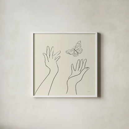 Feeling Free by Sue Schlabach. Shown in a crisp white glass frame for a clean and minimalist style. Available as an archival giclee rolled canvas, fine art paper, or poster print. SKU 70647a.