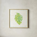 Flamingo Tropicale VII by Sue Schlabach. Shown in a natural wood glass frame for a timeless modern aesthetic. Available as an archival giclee rolled canvas, fine art paper, or poster print. SKU 24977a.