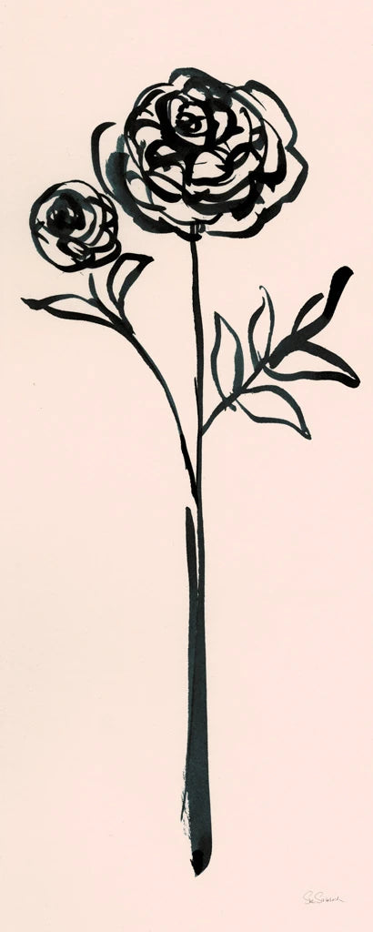 Floral Line I on Pink by Sue Schlabach