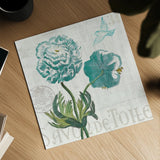 Floral Messages on Wood I Blue by Sue Schlabach. Shown as a detailed flat fine art print, highlighting archival giclee quality. Available as an archival giclee rolled canvas, fine art paper, or poster print. SKU 14567a.