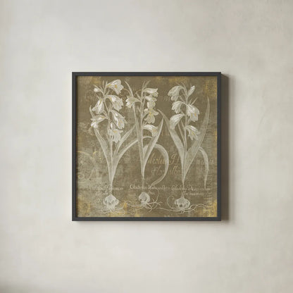 Flower Lines I by Sue Schlabach. Shown in a sleek black glass frame for a contemporary gallery look. Available as an archival giclee rolled canvas, fine art paper, or poster print. SKU 18974a.