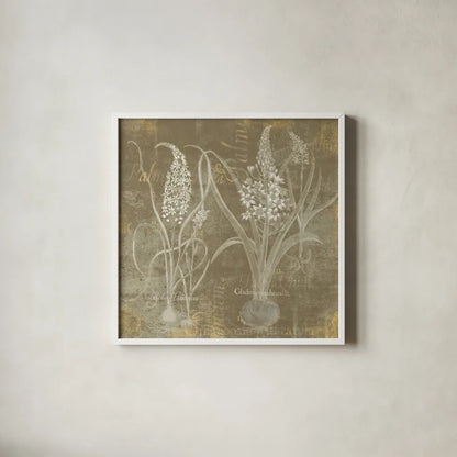 Flower Lines IV by Sue Schlabach. Shown in a crisp white glass frame for a clean and minimalist style. Available as an archival giclee rolled canvas, fine art paper, or poster print. SKU 85670a.