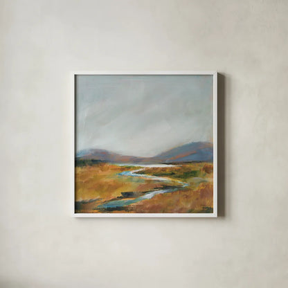 Fragile Wetland by Sue Schlabach. Shown in a crisp white glass frame for a clean and minimalist style. Available as an archival giclee rolled canvas, fine art paper, or poster print. SKU 71539a.