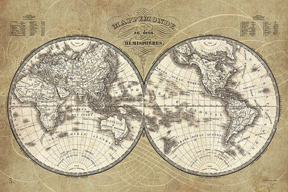 French World Map I by Sue Schlabach. SKU 13225i. Archival Giclee Fine art print for wall decor.