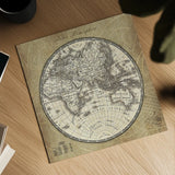 French World Map II by Sue Schlabach. Shown as a detailed flat fine art print, highlighting archival giclee quality. Available as an archival giclee rolled canvas, fine art paper, or poster print. SKU 13226a.