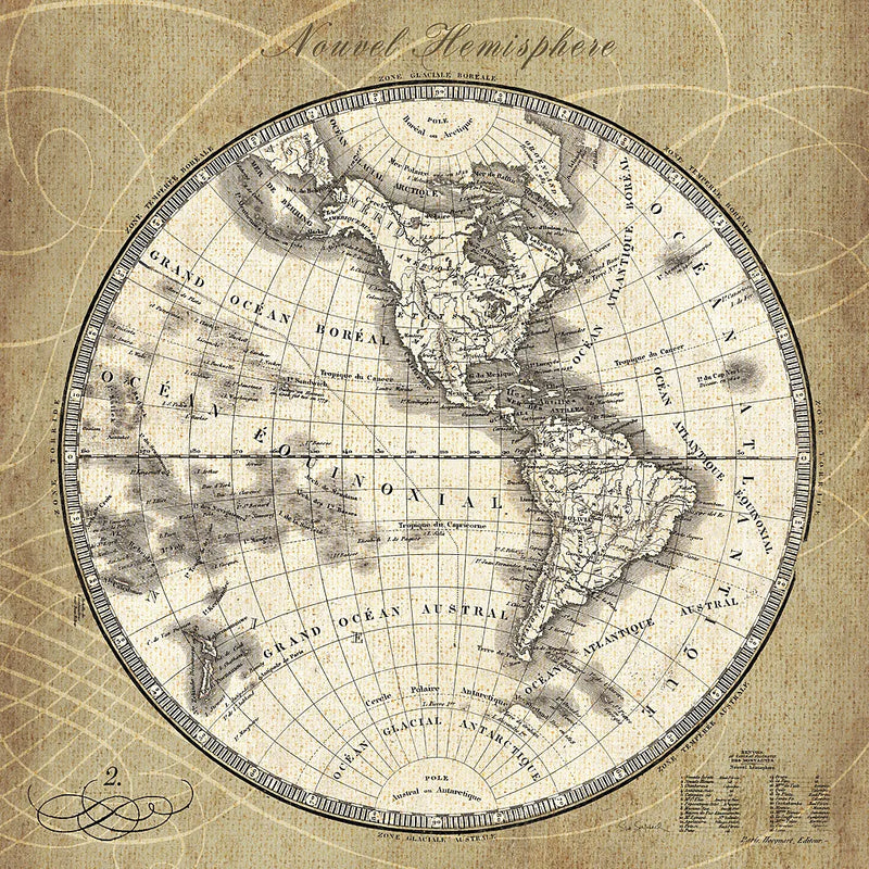 French World Map III by Sue Schlabach. SKU 13227a. Archival Giclee Fine art print for wall decor.