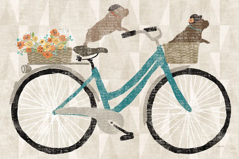Frenchie Ride by Sue Schlabach. SKU 30983i. Archival Giclee Fine art print for wall decor.