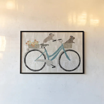 Frenchie Ride by Sue Schlabach. shown as a paper print in a black flame. Available as a archival giclee rolled canvas, fine art paper, or poster print. SKU 30983i.