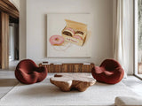 Fresh Donuts by Sue Schlabach. Shown as extra-large giant wall art in a modern living room. Available as an archival giclee rolled canvas, fine art paper, or poster print. SKU 100843a.