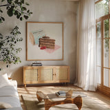 Gateau Chocolate by Sue Schlabach. Shown in a natural wood frame in a cozy modern living room. Available as an archival giclee rolled canvas, fine art paper, or poster print. SKU 9198a.