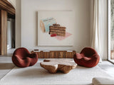 Gateau Chocolate by Sue Schlabach. Shown as extra-large giant wall art in a modern living room. Available as an archival giclee rolled canvas, fine art paper, or poster print. SKU 9198a.