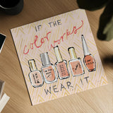 Geo Beauty and Sass I - Wear It by Sue Schlabach. Shown as a detailed flat fine art print, highlighting archival giclee quality. Available as an archival giclee rolled canvas, fine art paper, or poster print. SKU 39693a.