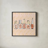Geo Beauty and Sass I by Sue Schlabach. Shown in a sleek black glass frame for a contemporary gallery look. Available as an archival giclee rolled canvas, fine art paper, or poster print. SKU 39651a.