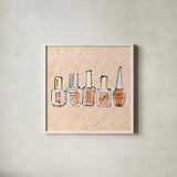 Geo Beauty and Sass I by Sue Schlabach. Shown in a crisp white glass frame for a clean and minimalist style. Available as an archival giclee rolled canvas, fine art paper, or poster print. SKU 39651a.