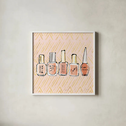 Geo Beauty and Sass I by Sue Schlabach. Shown in a crisp white glass frame for a clean and minimalist style. Available as an archival giclee rolled canvas, fine art paper, or poster print. SKU 39651a.