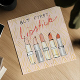 Geo Beauty and Sass II - Lipstick First by Sue Schlabach. Shown as a detailed flat fine art print, highlighting archival giclee quality. Available as an archival giclee rolled canvas, fine art paper, or poster print. SKU 39694a.