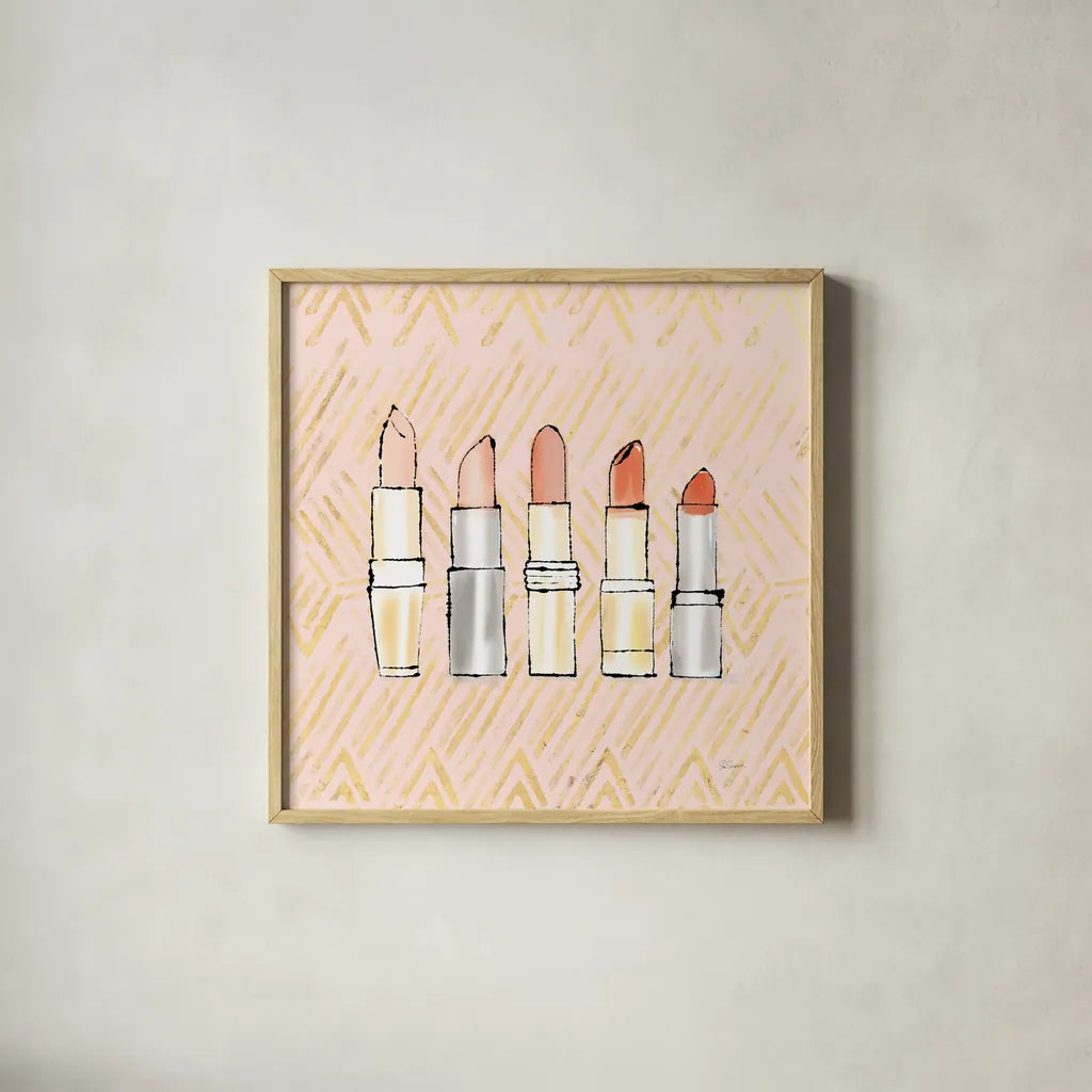 Geo Beauty and Sass II by Sue Schlabach. Shown in a natural wood glass frame for a timeless modern aesthetic. Available as an archival giclee rolled canvas, fine art paper, or poster print. SKU 39652a.