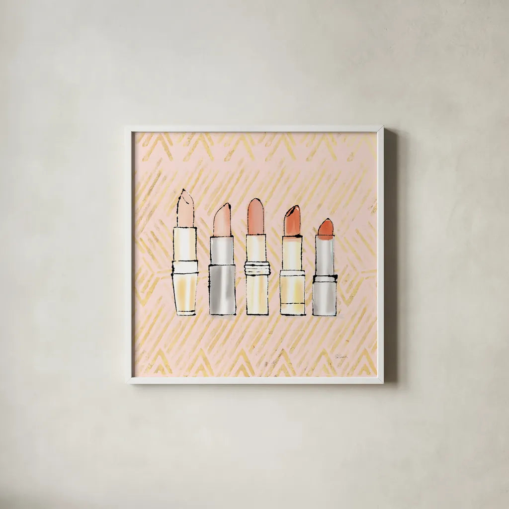 Geo Beauty and Sass II by Sue Schlabach. Shown in a crisp white glass frame for a clean and minimalist style. Available as an archival giclee rolled canvas, fine art paper, or poster print. SKU 39652a.