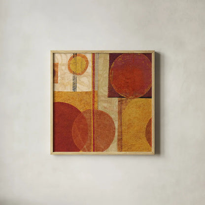 Geo Tea I by Sue Schlabach. Shown in a natural wood glass frame for a timeless modern aesthetic. Available as an archival giclee rolled canvas, fine art paper, or poster print. SKU 4930a.