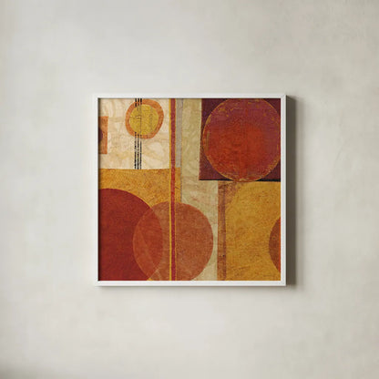 Geo Tea I by Sue Schlabach. Shown in a crisp white glass frame for a clean and minimalist style. Available as an archival giclee rolled canvas, fine art paper, or poster print. SKU 4930a.