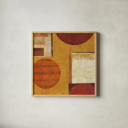 Geo Tea II by Sue Schlabach. Shown in a natural wood glass frame for a timeless modern aesthetic. Available as an archival giclee rolled canvas, fine art paper, or poster print. SKU 4931a.
