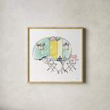 Girlfriends Cabin III Sq no Words by Sue Schlabach. Shown in a natural wood glass frame for a timeless modern aesthetic. Available as an archival giclee rolled canvas, fine art paper, or poster print. SKU 30490a.