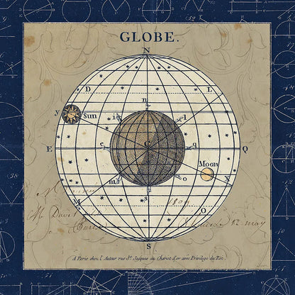 Globe Blue by Sue Schlabach. SKU 14541a. Archival Giclee Fine art print for wall decor.