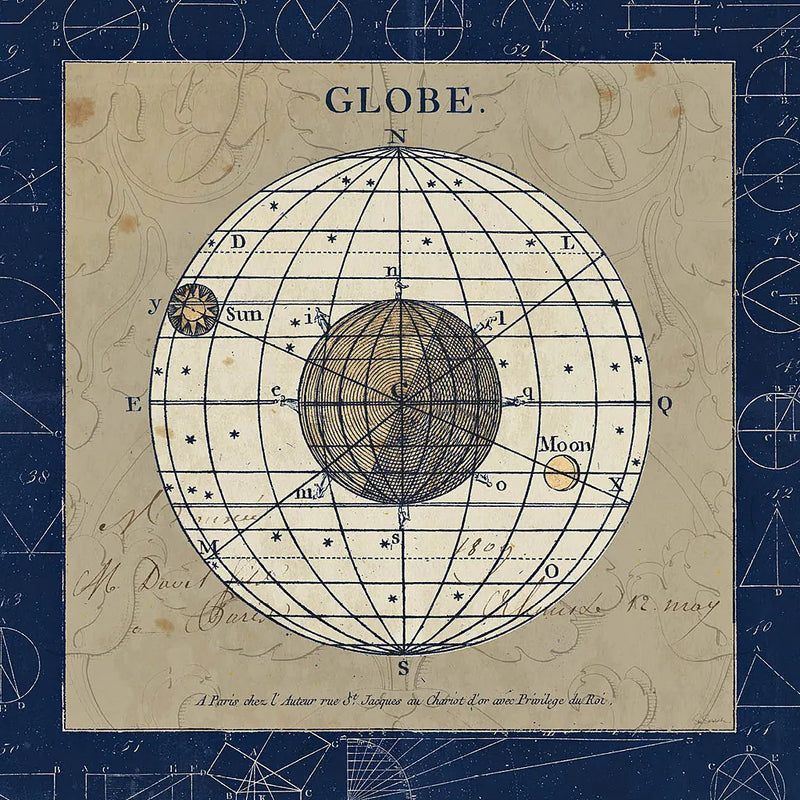 Globe Blue by Sue Schlabach. SKU 14541a. Archival Giclee Fine art print for wall decor.