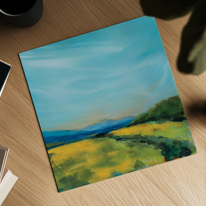 Golden Fields by Sue Schlabach. Shown as a detailed flat fine art print, highlighting archival giclee quality. Available as an archival giclee rolled canvas, fine art paper, or poster print. SKU 82699a.