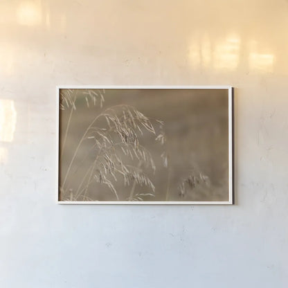 Golden Grasses I by Sue Schlabach. shown as a paper print in a white frame. Available as a archival giclee rolled canvas, fine art paper, or poster print. SKU 82863i.